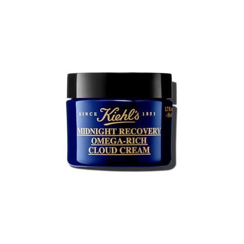 Kiehl's Midnight Recovery Omega Rich Botanical Night Cream, Overnight Renewing Face Moisturizer, Plumps & Replenishes Skin Barrier, with Omega Oils & Fatty Acids, Lavender Scent - 1.7 fl oz
