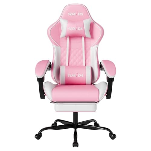 Ergonomic Video Gamer Chairs Gaming Computer Chairs Gamer Chairs for Adults Massage Lumbar Support Swivel Height Adjustable Headrest Backrest