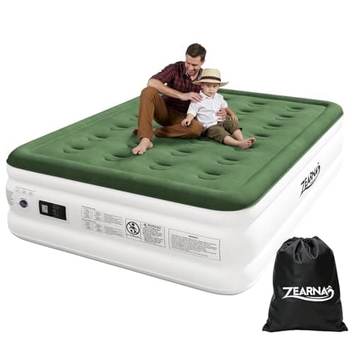 Zearna Full Size Air Mattress with Built in Pump, 18" Raised Comfort Air Bed, Upgraded Flocked Top Blow up Mattress with Carrying Bag, Inflatable Mattress for Guests & Home, AirBed, 650 lbs Max
