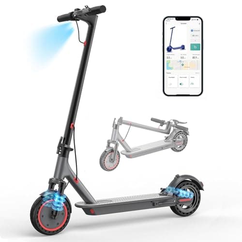 Maxshot Electric Scooter, 8.5" /10" /14" Tire, 16/19/22 Mph Top Speed, 12/16/21/27/28/49/50 Miles Long Range, Folding Escooter for Adults and Kids with Seat Bag, Dual Braking, Dual Suspension, App
