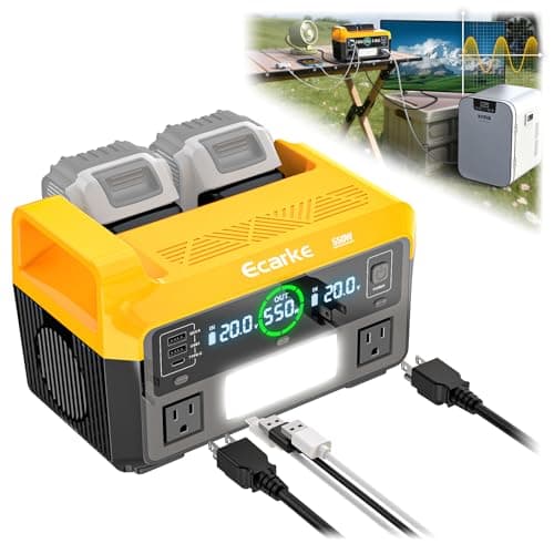 550W Portable Power Inverter Compatible with Dewalt 20V Battery, Power Station DC 20V to AC 110V Pure Sine Wave, Battery Power Adapter 2USB&Type-C, Generator Phone Charger LED Light Camping Emergency