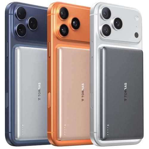 TORRAS MiniMag Power Bank, Ultra Slim 5,000mAh Wireless Portable Charger with USB-C Cable, Fast Charging iPhone Air Magnetic Battery Pack, Compatible for iPhone 17/16/15/14/13/12, Glacier Gray