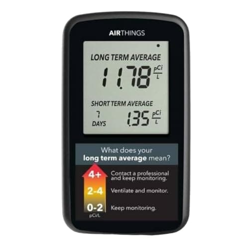 Airthings Battery-Operated Lightweight Digital Home Radon Detector with LCD Display for Continuous and Long-Term Monitoring