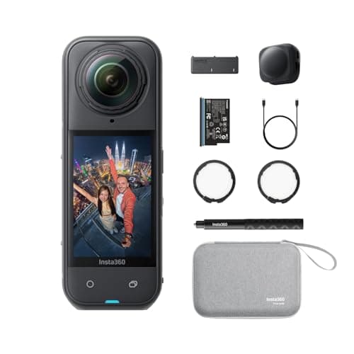 Insta360 X5 Essentials Bundle - Waterproof 8K 360° Action Camera, Leading Low Light, Invisible Selfie Stick Effect, Rugged and Replaceable Lens, 3-Hour Battery, Built-in Wind Guard, Stabilization