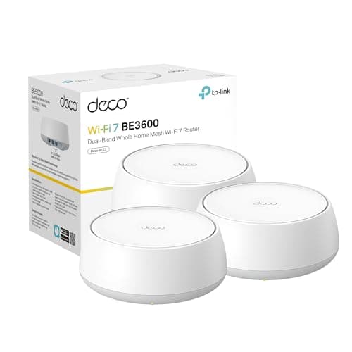 TP-Link Deco BE23 Dual-Band BE3600 WiFi 7 Mesh Wi-Fi System | 4-Stream 3.6 Gbps, 160 Mhz | Covers up to 6,500 Sq.Ft | 2× 2.5G Ports Wired Backhaul | VPN,MLO,AI-Roaming, HomeShield, 3-Pack