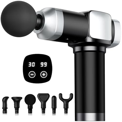 CAMEFER Deep Tissue Massage Gun, Portable Percussion Electric Muscle Massager for Pain Relief, Handheld Massagers with 30 Speeds & 6 Attachments for Back and Neck, Gifts for Men Women