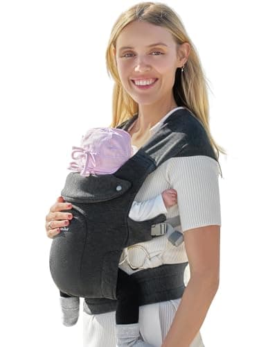 GROWNSY Baby Carrier Newborn to Toddler, Cozy Baby Wraps Carrier, Ergonomic Baby Carrier with Head Support, Deep Grey