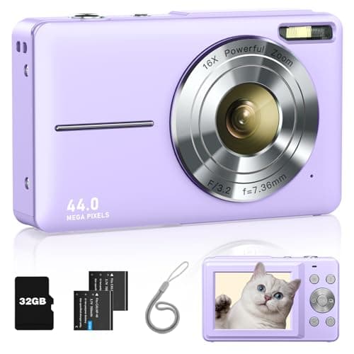 Digital Camera, Kids Camera FHD 1080P Point and Shoot Camera with 16X Zoom Anti Shake, Small Compact Camera for Teen Starter Children Kid Student Girl Boy(Purple)