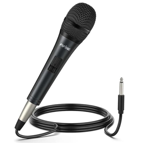 Fifine Karaoke Microphone, Dynamic Vocal Microphone for Speaker, 6.35MM Wired Handheld Mic with On and Off Switch and 14.8ft Detachable Cable-K6