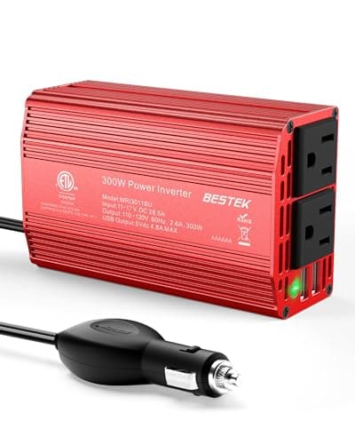 BESTEK Power Inverter DC 12V to AC 110V - 300W Car Plug Adapter Outlet with 4.8A Dual USB Fast Charging Port - Car Charger Cigarette Lighter Adapter for Phone, Laptop on Road Trip - Aluminum Housing