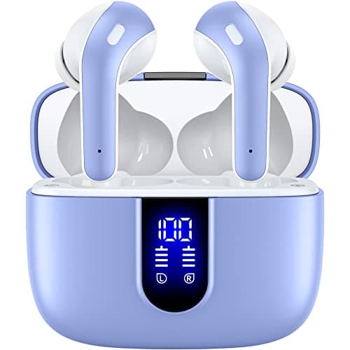 TAGRY Bluetooth Headphones True Wireless Earbuds 60H Playback LED Power Display Earphones with Wireless Charging Case IPX5 Waterproof in-Ear Ear buds with Mic for TV Smart Phone Laptop Computer Sports