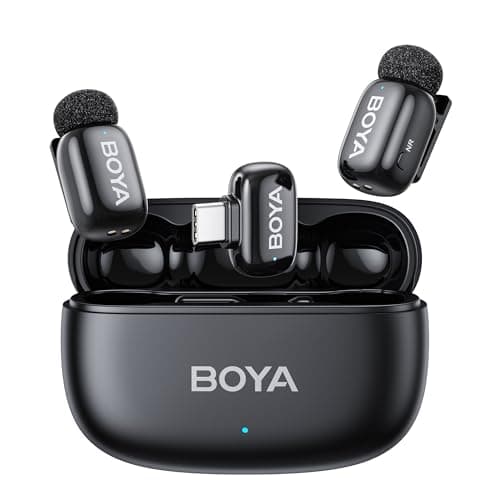 BOYA mini 2 Wireless Lavalier Microphones for iPhone 15/16/17 & Android, AI Noise Cancellation, App Control, 30H Battery Life with Charging Case, Lapel Microphone Wireless for Video Recording Vlogging