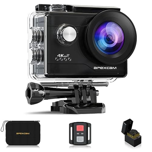 Apexcam Action Camera 4K Sports Cameras 20MP 40M 170°Wide-Angle WiFi Waterproof Underwater Camera with 2.4G Remote Control 2 Batteries 2.0'' LCD Ultra HD Cameras with Mounting Accessories Kit