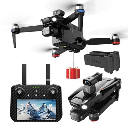 Bingchat Upgraded Professional Drones with Camera for Adults 4K HD, Anti-shake 3 Axis Gimbal, 360° Obstacle Avoidance, Payload Release, Tablet Touch Screen Controller, Up to 5 Miles Range, 84 Minutes Two Batteries, Time-lapse, Follow Me, Rainproof, GPS Safe Height Auto Return