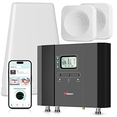 HiBoost Cell Phone Booster for Multiroom, Boost Cellular Signal up to 10,000 sq ft for All U.S. Carriers | Cell Phone Signal Boosters with 2 Inside Antennas Set for Homes & Offices 2-Story