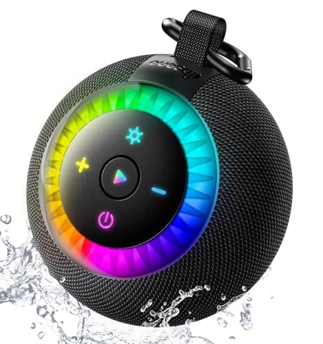 Shower Speaker Bluetooth Waterproof Portable: Birthday Christmas White Elephant Gifts Stocking Stuffers for Adults Teens, IPX7 Loud Sound with Suction Cup Removable, Cool Gadgets with Light-Black