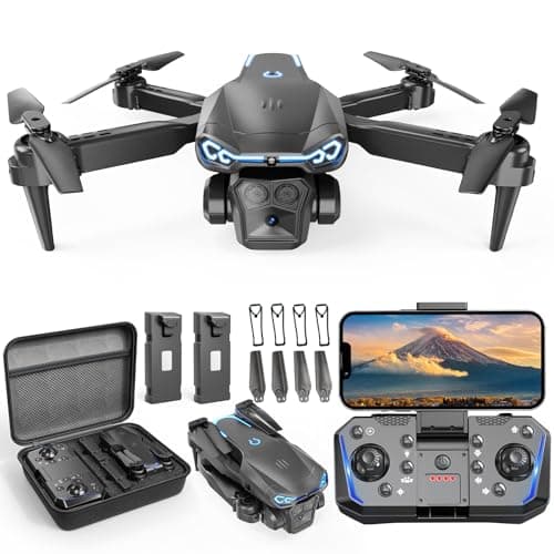 X-shop Foldable Drone with 1080P HD Camera for Beginners & Adults, FPV Live Video, One Key Start, Altitude Hold, 3D Flips, Gesture Selfie, 3 Speed Modes, 2 Batteries