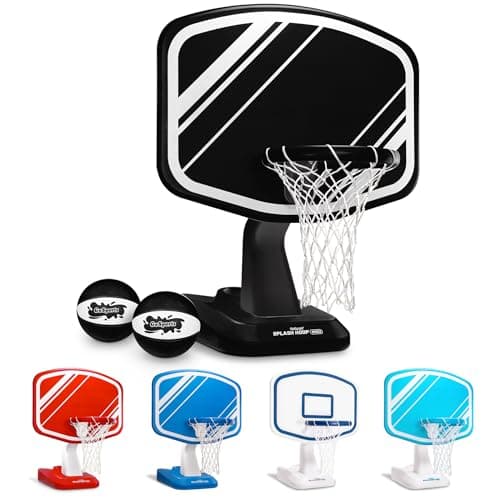 GoSports Splash Hoop PRO Swimming Pool Basketball Game - Includes Poolside Water Basketball Hoop, 2 Balls and Pump - Black