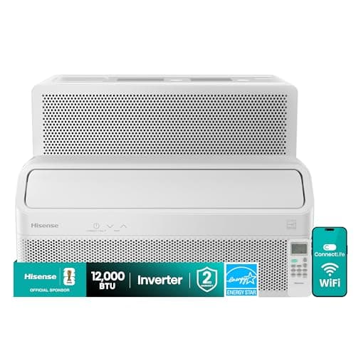 Hisense AWL1225TW1W Window Air Conditioner, White, 12000 BTU Smart Inverter, L Shaped, Open Window Flexibility, Easy Installation, Ultra Quiet, 37.6% more Energy Saving, Bracket Included, 2Y Warranty