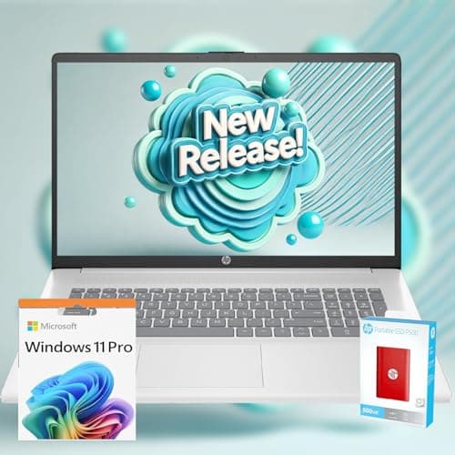 HP 2025 New 17 inch Laptop Computer • 32GB RAM • 1.5TB Storage (1TB PCIe withHP P500 512GB Portable SSD) • AMD Ryzen 5 7430U 6-Cores Processor • Windows 11 Home with Microsoft Office