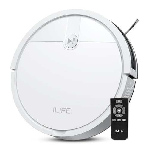 ILIFE V2 Robot Vacuum Cleaner, Tangle-Free Suction, 120 Mins Runtime, Slim, Self-Charging Robotic Vacuum Cleaner, Ideal for Pet Hair and Hard Floors