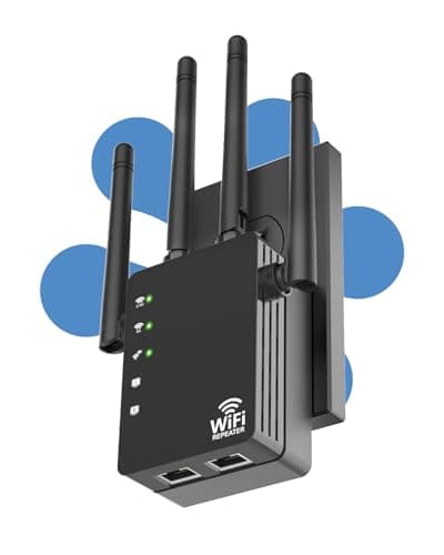 105-Device Compatible WiFi Extender Signal Booster, WiFi Extender, 12880 Sq.Ft Long Range, Dual Band 5GHz/2.4GHz 1200Mbps, Simple Installation for Home & Outdoor