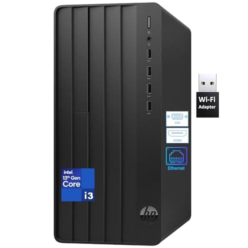 HP Desktop Computers Tower PC for Home Business, 13th Gen Intel Quad-Core Processor, 16GB DDR4 RAM, 512GB PCIe SSD, WiFi Adapter, VGA, HDMI, RJ-45, Keyboard and Mouse, Windows 11 Home