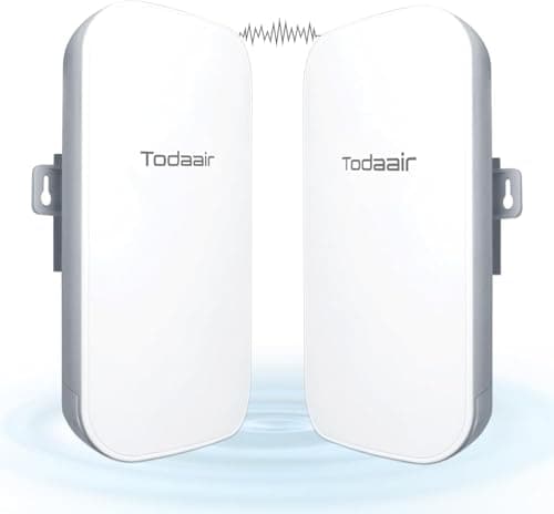 Todaair Secure 1640ft 2.4GHz Wireless Bridge, 1-Tap Pairing, CCTV Bullet Camera Support, POE Powered, 2-Pack