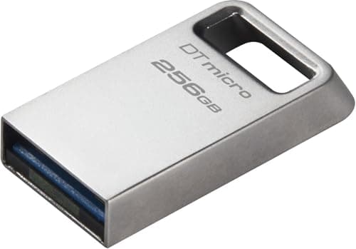 Kingston DataTraveler Micro 256GB USB Flash Drive | Ultra-Small Premium Metal Design | USB 3.2 Gen 1 | Speeds up to 200MB/s | DTMC3G2/256GB,Silver