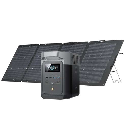 EF ECOFLOW Solar Generator DELTA 2 with 220W Solar Panel, 1024Wh LFP(LiFePO4) Battery, 1800W AC/100W USB-C Output, Fast Charging Portable Power Station for Home Backup Power, Camping & RVs
