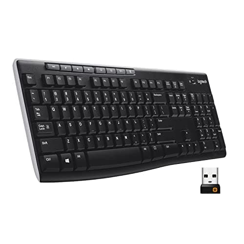Logitech K270 Wireless Keyboard for Windows, 2.4 GHz Wireless, Full-Size, Number Pad, 8 Multimedia Keys, 2-Year Battery Life, Compatible with PC, Laptop, Black
