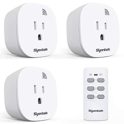 Syantek Remote Control Outlet Wireless Light Switch for Household Appliances, Expandable Remote Light Switch Kit, Up to 100 ft Range, FCC Certified, ETL Listed, White (3 Outlets + 1 Remotes)