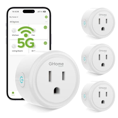 GHome Smart Plug, 15A Dual-Band WiFi Smart Plugs Work with Alexa and Google Home, Smart Outlet Timer Plug with APP Control, 5GHz & 2.4GHz, No Hub Required, ETL FCC Listed