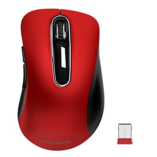 memzuoix 2.4G Wireless Mouse, 1400 DPI Mobile Optical Cordless Mouse with USB Receiver, Portable Computer Mice for Laptop, PC, Desktop, MacBook, 5 Buttons, Red
