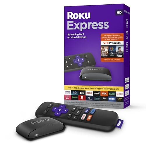 Roku Express Dispositivo de Streaming HD para TV (Spanish Edition) - Con VIX Premium, Control remoto con botones de acceso rápido I Roku Express HD Streaming Device for TV, with VIX Premium Offer