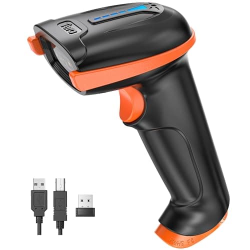 Tera 1D 2D QR Barcode Scanner Wireless and Wired with Battery Level Indicator Digital Printed Bar Code Reader Cordless Handheld Barcode Scanner Compact Plug and Play Model D5100