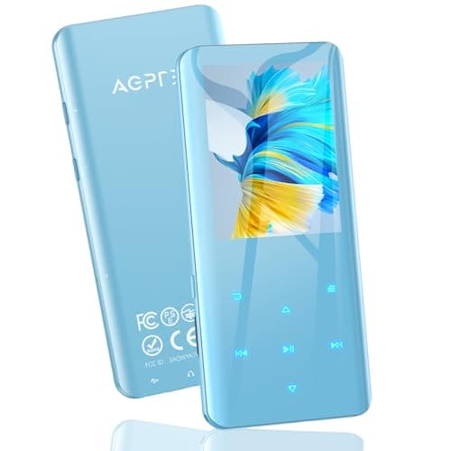 AGPTEK 64GB MP3 Player with Bluetooth 5.3, A19PL 2.4" Curved Screen Portable Music Player with Speaker Lossless Sound with FM Radio, Voice Recorder, Supports up to 128GB, Blue