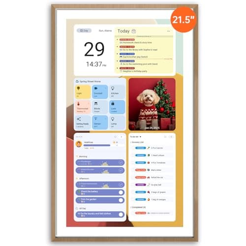 ApoloSign 21.5" Digital Calendar: Dual Mode Calendars with Google Play & Multi-calendar Sync, Electronic Planner & Chore Chart, Smart Touchscreen, Interactive Display for Family Schedules (Teak Wood, 21.5-inch)