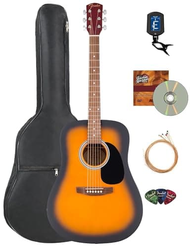 Fender Dreadnought Acoustic Guitar - Sunburst Bundle with Gig Bag, Tuner, Strings, Picks, and Austin Bazaar Instructional DVD