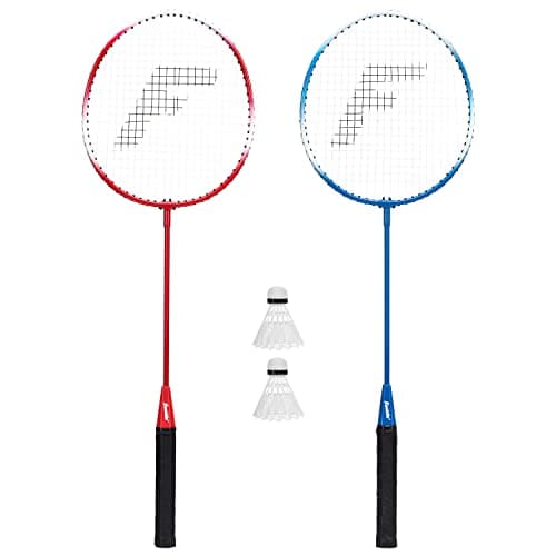 Franklin Sports Badminton Racket + Birdie Set - Replacement Badminton Equipment for Kids + Adults - 2 Player Badminton Racket Set, Red/ White/ Blue