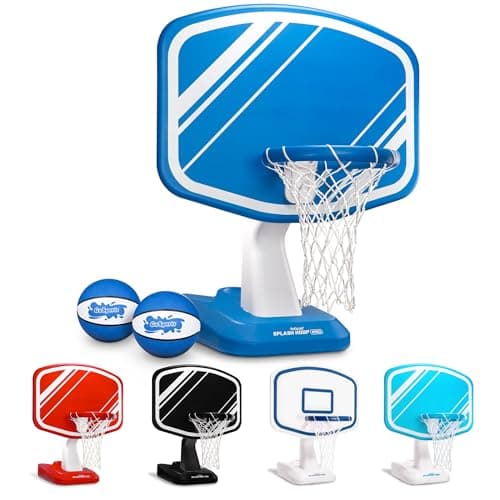 GoSports Splash Hoop Swimming Pool Basketball Game, Includes Poolside Water Basketball Hoop, 2 Balls and Pump – Choose Your Style