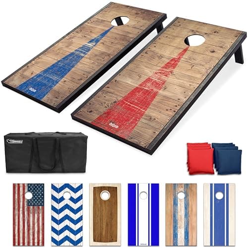 GoSports Classic Cornhole Set – Includes 8 Bean Bags, Travel Case and Game Rules (Choice of Style)
