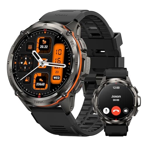 AMAZTIM GPS Smart Watch for Men, 6 Satellite Positioning, Compass, Stainless Steel Body, 50M Waterproof, 470mAh Extra-Large Battery, Answer/Make Call, 1.43" AMOLED Screen, Compatible for Android iOS