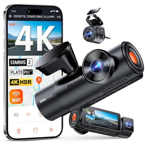Vantrue N4 Pro S 4K 3 Channel Dash Cam w/Triple STARVIS 2, 4K+1080P+2.5K Front Inside Rear Dash Camera, 4k+2.5K Dual Channel, HDR IR Night Vision, Voice Control, Parking Mode, GPS, Wi-Fi, Support 1TB